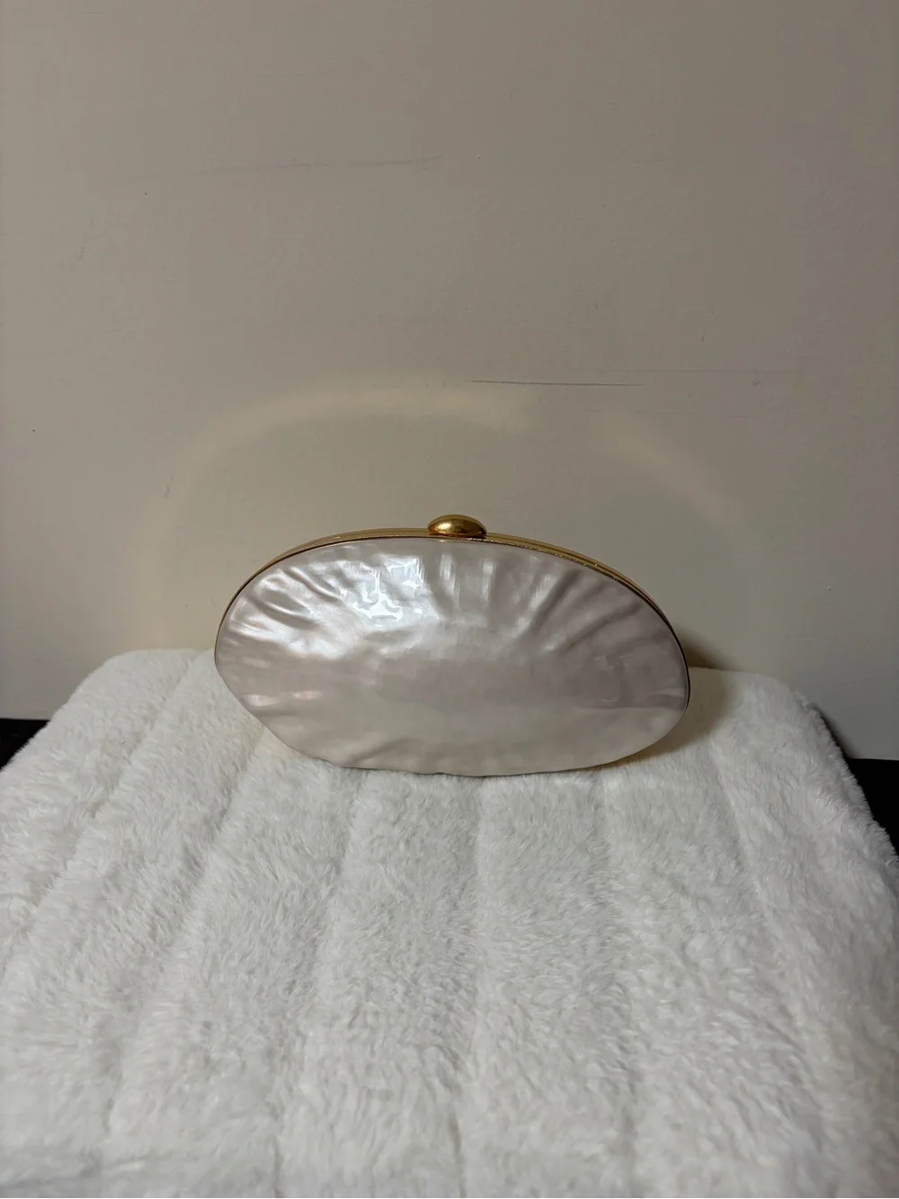 Zara Pearl-Effect White Clutch with Gold Chain